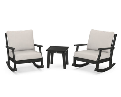 POLYWOOD® Braxton 3-Piece Deep Seating Rocker Set in Black / Cast Ash