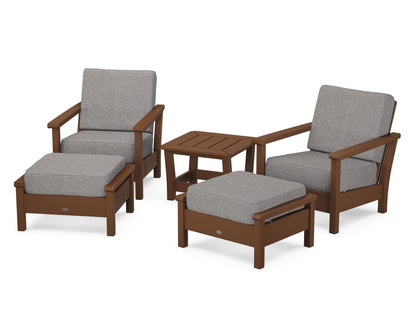 POLYWOOD® Harbour 5-Piece Deep Seating Chair Set in Teak / Grey Mist