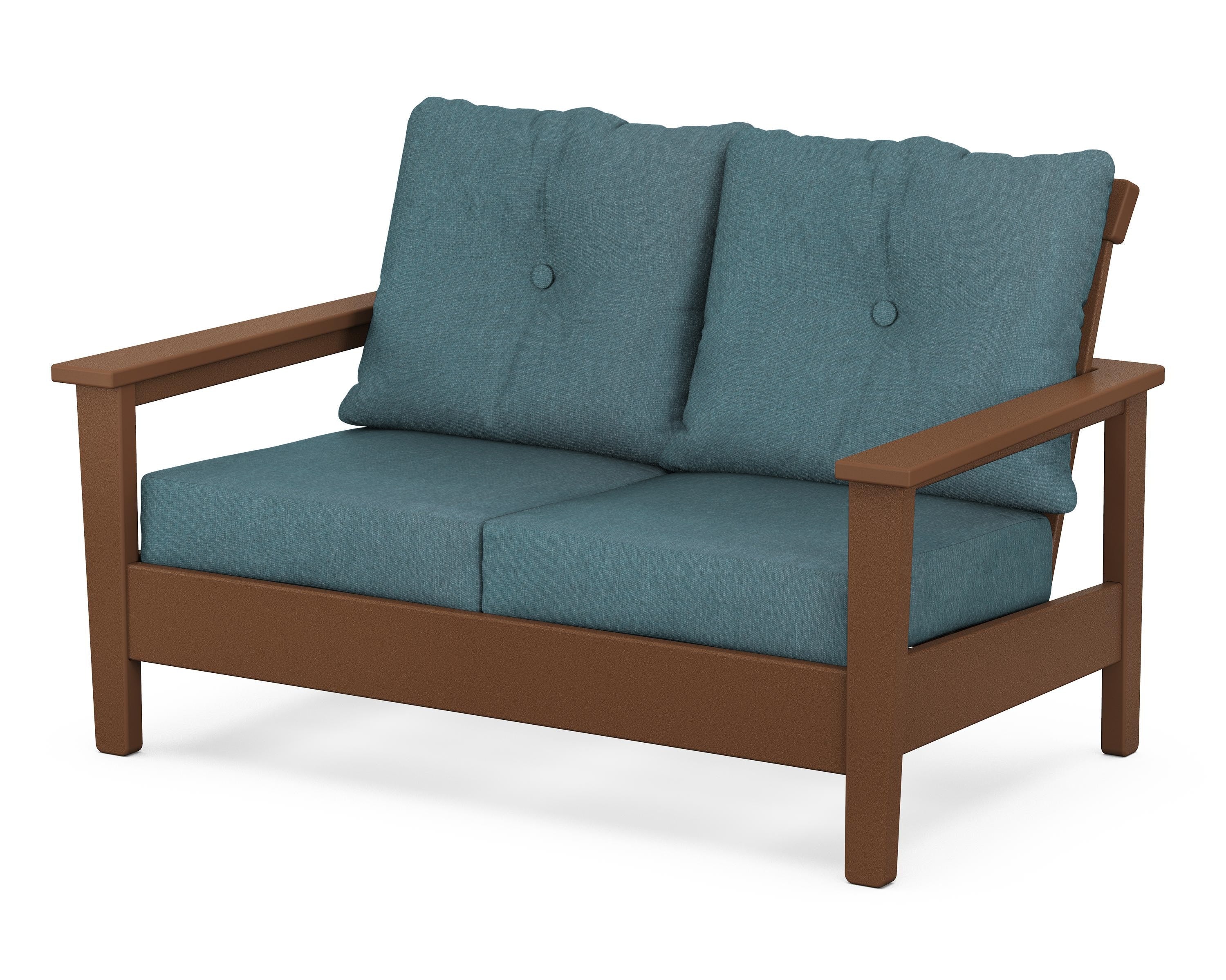 POLYWOOD® Prescott Deep Seating Loveseat in Teak / Ocean Teal