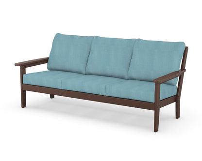 Country Living Cottage Deep Seating Sofa in Mahogany / Lattice Sky Blue