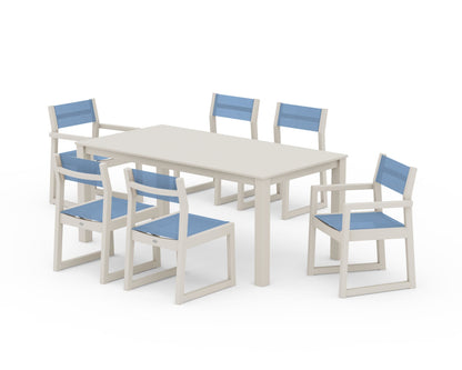 POLYWOOD® EDGE Sling 7-Piece Parsons Dining Set in Sand / Poolside Sling