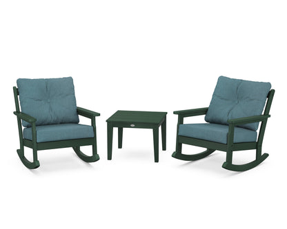 POLYWOOD® Vineyard 3-Piece Deep Seating Rocker Set in Green / Ocean Teal