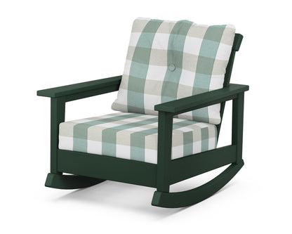 POLYWOOD® Prescott Deep Seating Rocking Chair in Green / Buffalo Plaid Glacier Spa