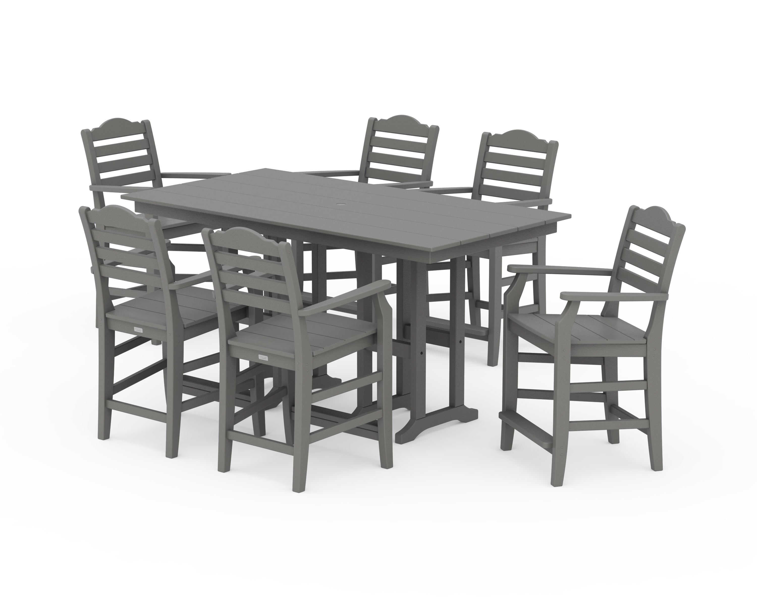 Draper James™ by  POLYWOOD® Savannah Arm Chair 7-Piece Farmhouse Counter Set in Slate Grey