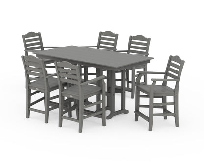 Draper James™ by  POLYWOOD® Savannah Arm Chair 7-Piece Farmhouse Counter Set in Slate Grey