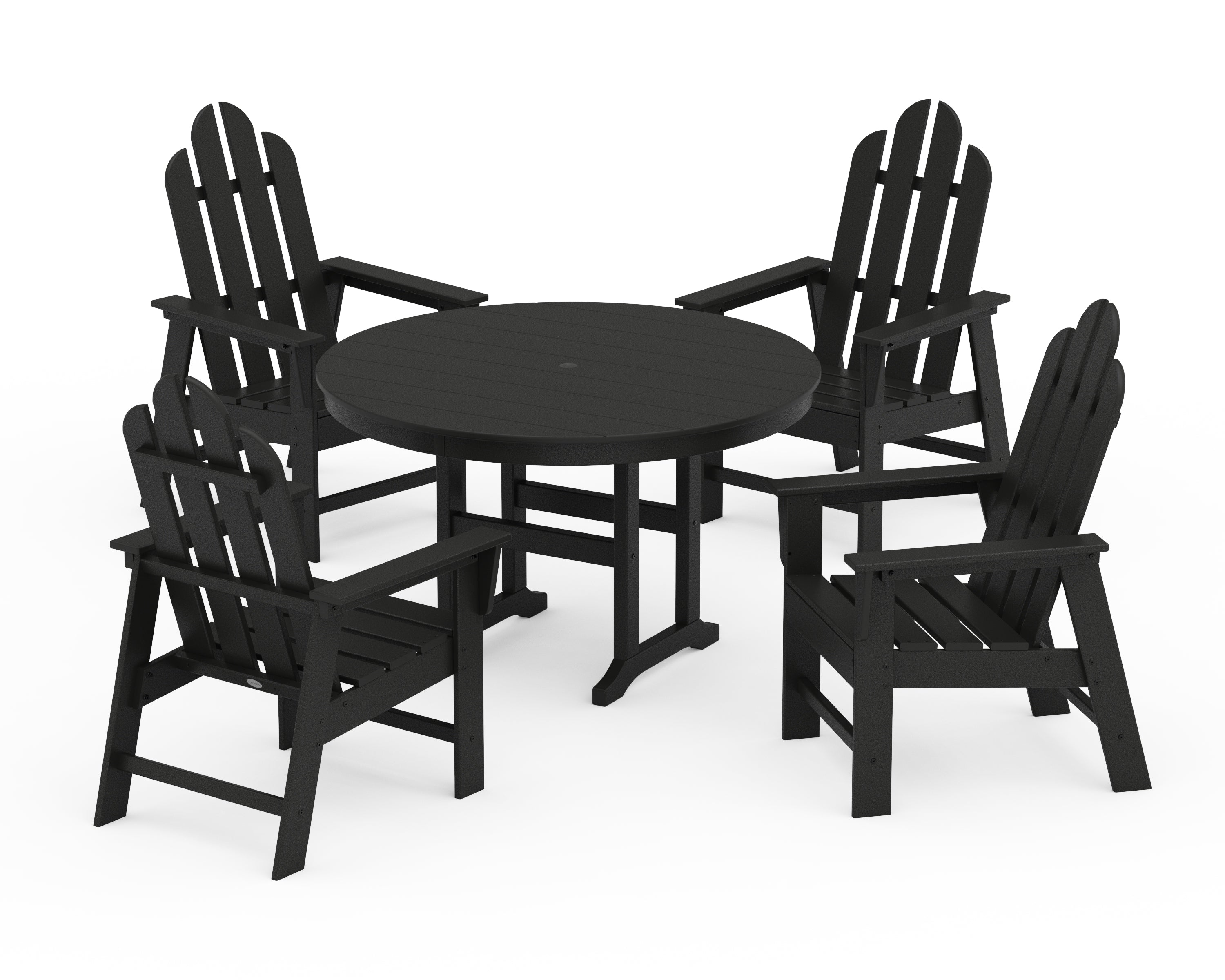 POLYWOOD® Long Island 5-Piece Round Farmhouse Dining Set in Black