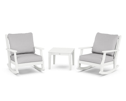 Country Living Wovendale 3-Piece Deep Seating Rocker Set in White / Granite