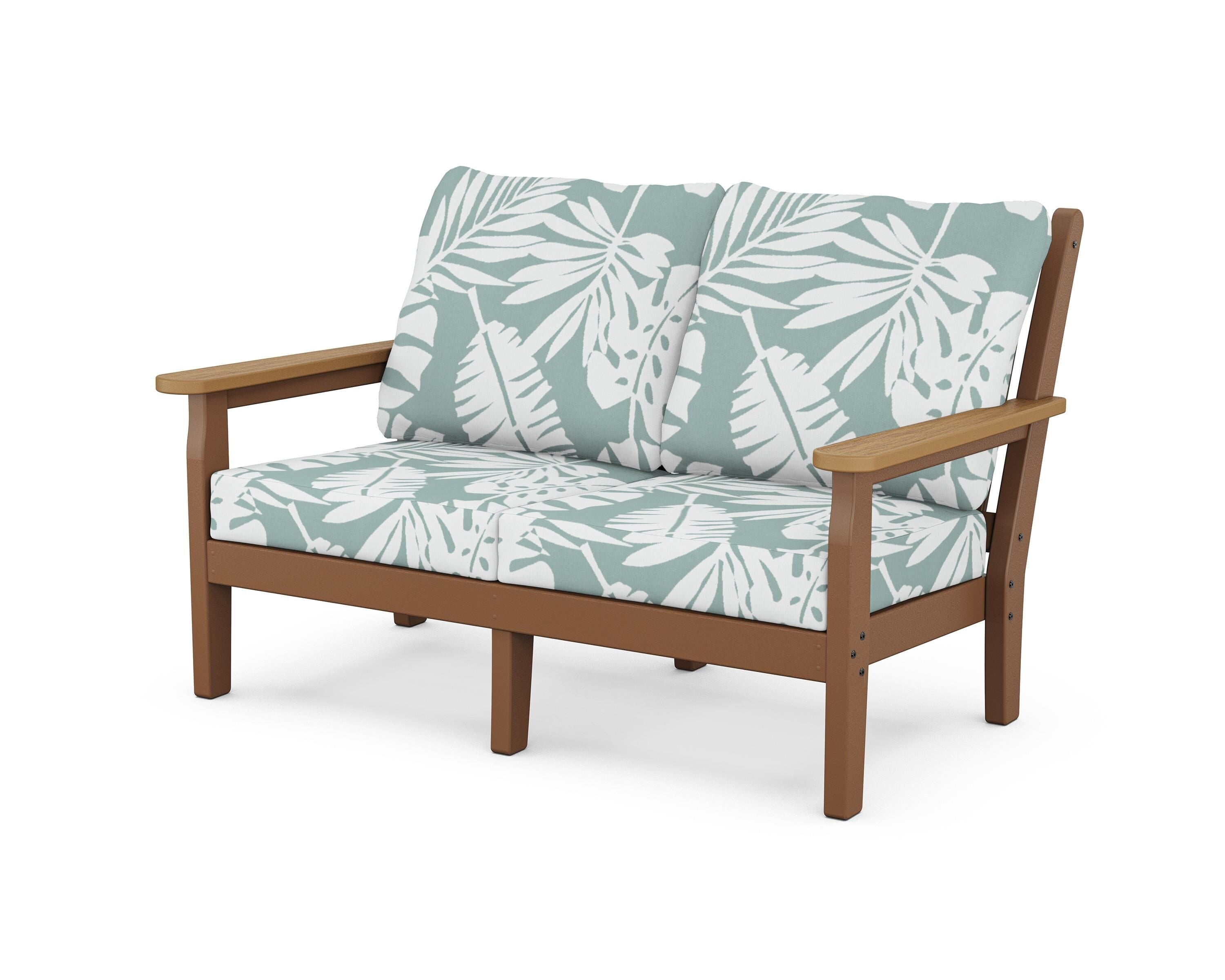 POLYWOOD® Chippendale Deep Seating Loveseat in Teak / Natural / Leaf Glacier Spa