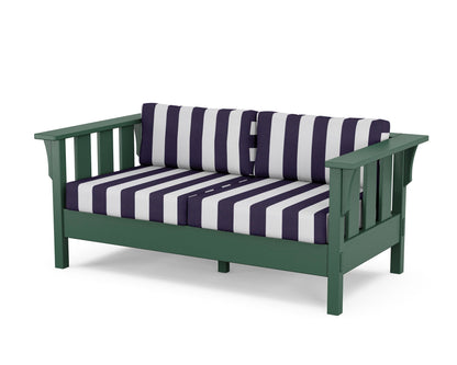 Martha Stewart by POLYWOOD® Acadia Deep Seating Loveseat in Green / Cabana Stripe Navy