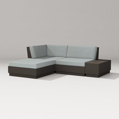 PW Designer Series Elevate Loveseat Sectional with Chaise in Vintage Coffee / Spa