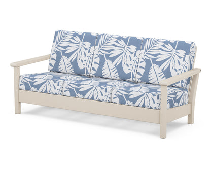 POLYWOOD® Harbour Deep Seating Sofa in Sand / Leaf Sky Blue