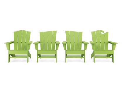 POLYWOOD® Wave Collection 4-Piece Adirondack Chair Set in Lime
