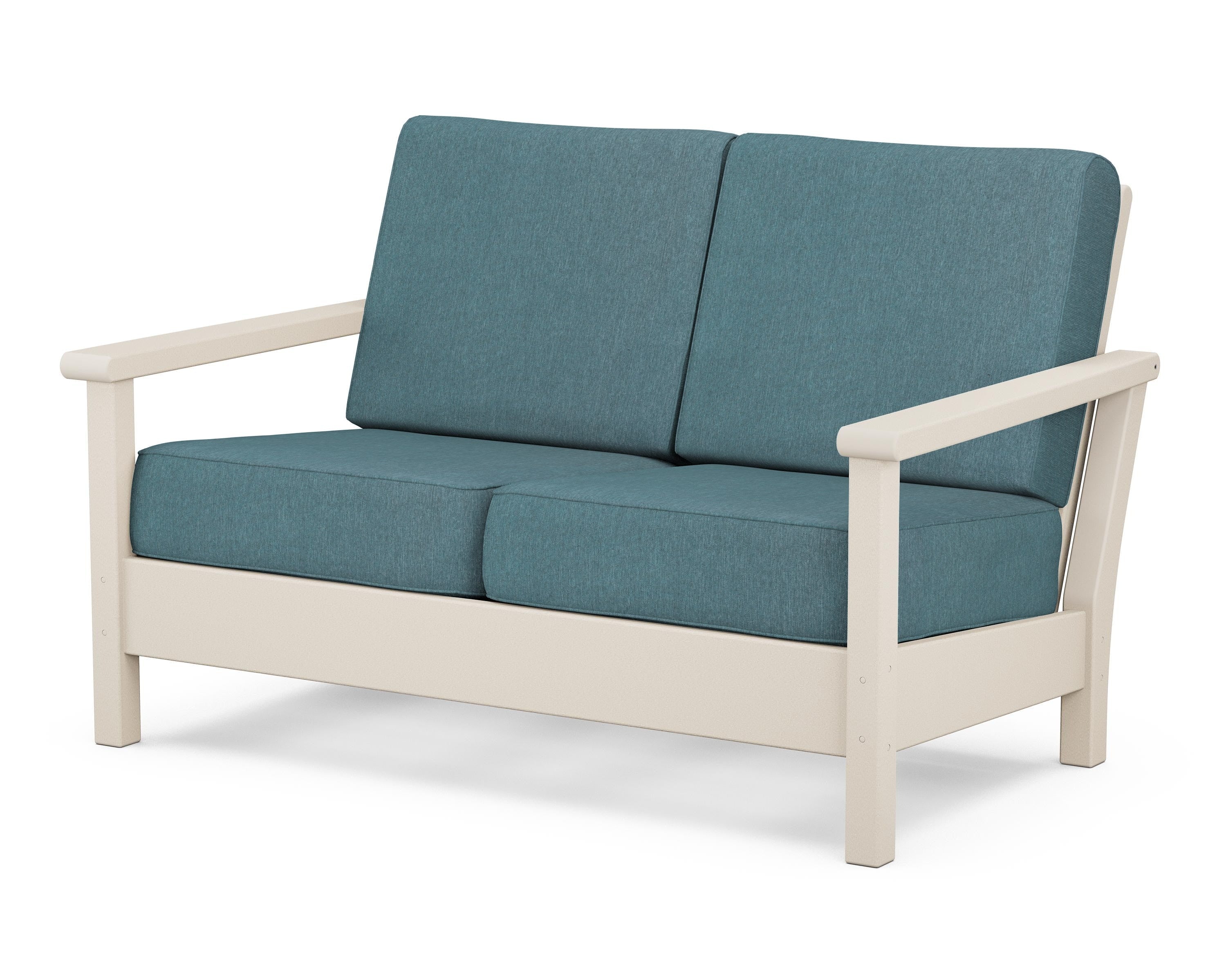 POLYWOOD® Harbour Deep Seating Loveseat in Sand / Ocean Teal