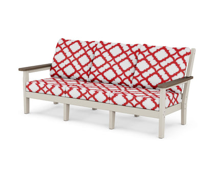 POLYWOOD® Chippendale Deep Seating Sofa in Sand / Kona / Trellis Crimson