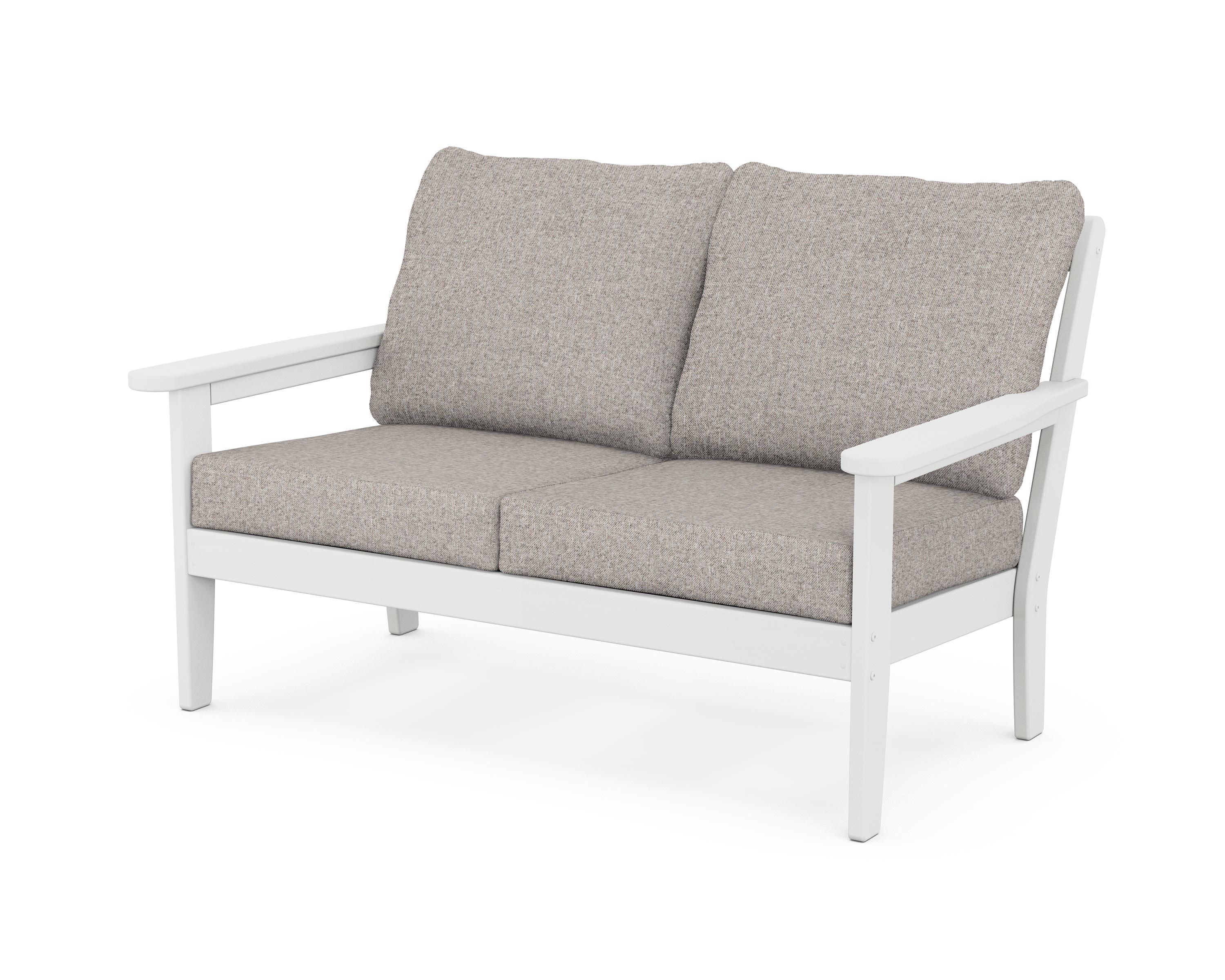 Country Living Cottage Deep Seating Loveseat in White / Weathered Tweed