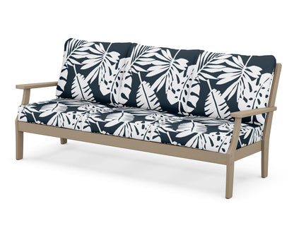 POLYWOOD® Braxton Deep Seating Sofa in Vintage Sahara / Leaf Marine Indigo