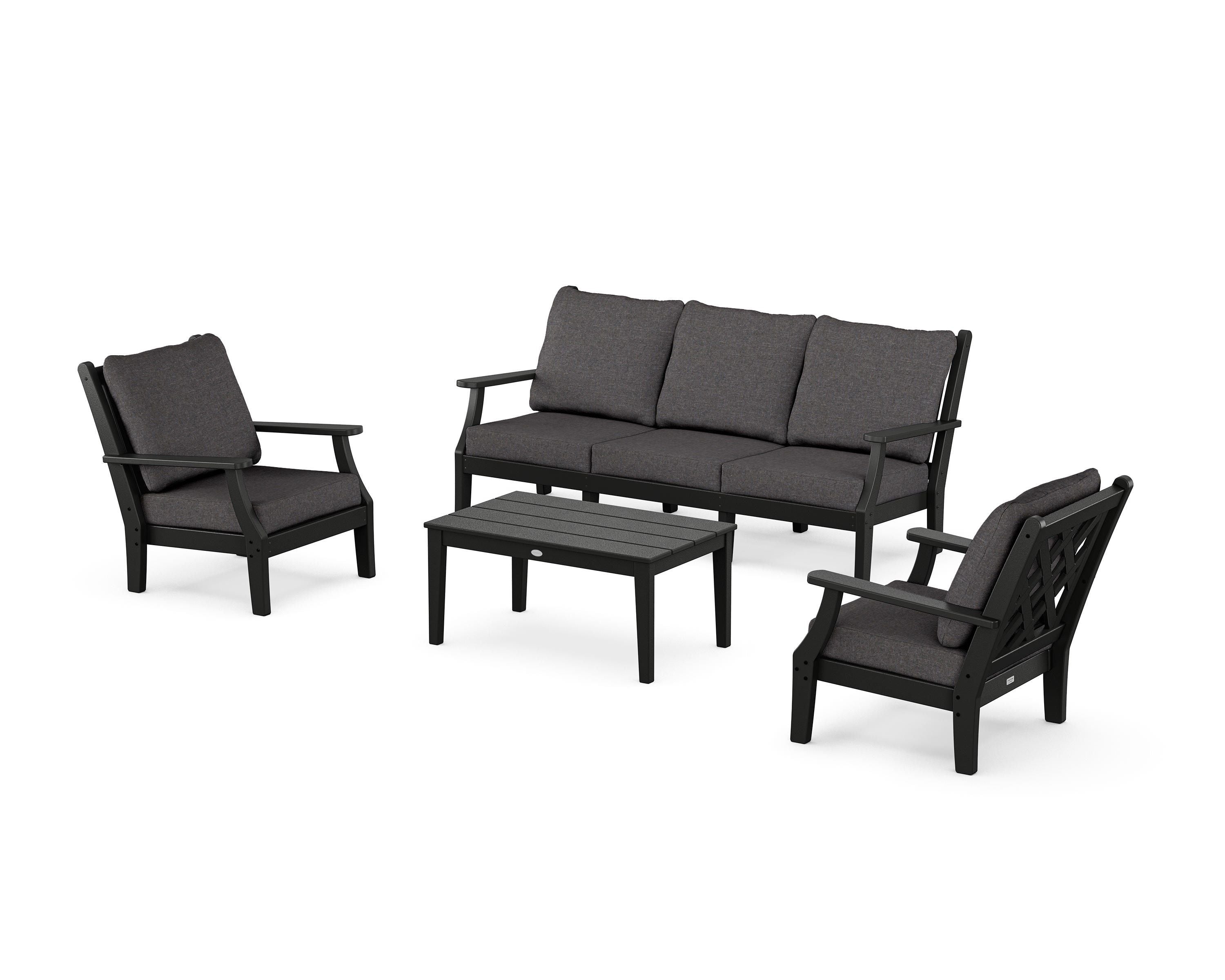 Country Living Wovendale 4-Piece Deep Seating Set with Sofa in Black / Ash Charcoal