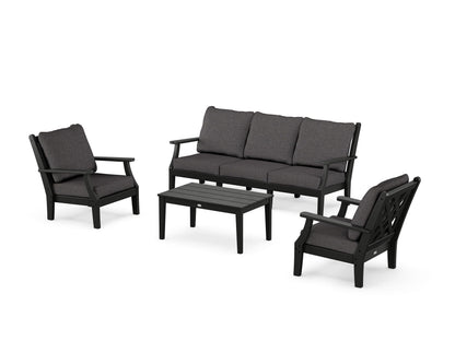 Country Living Wovendale 4-Piece Deep Seating Set with Sofa in Black / Ash Charcoal