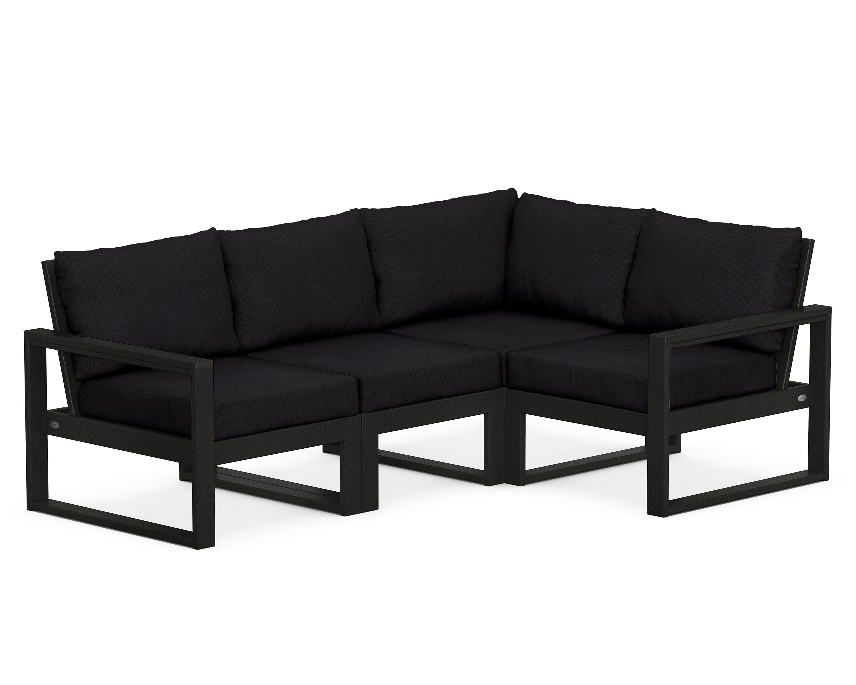 POLYWOOD® EDGE 4-Piece Modular Deep Seating Set in Black / Midnight Linen