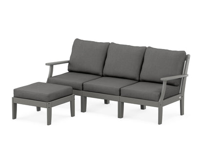 POLYWOOD® Braxton Modular 4-Piece Deep Seating Set with Ottoman in Slate Grey / Spectrum Carbon