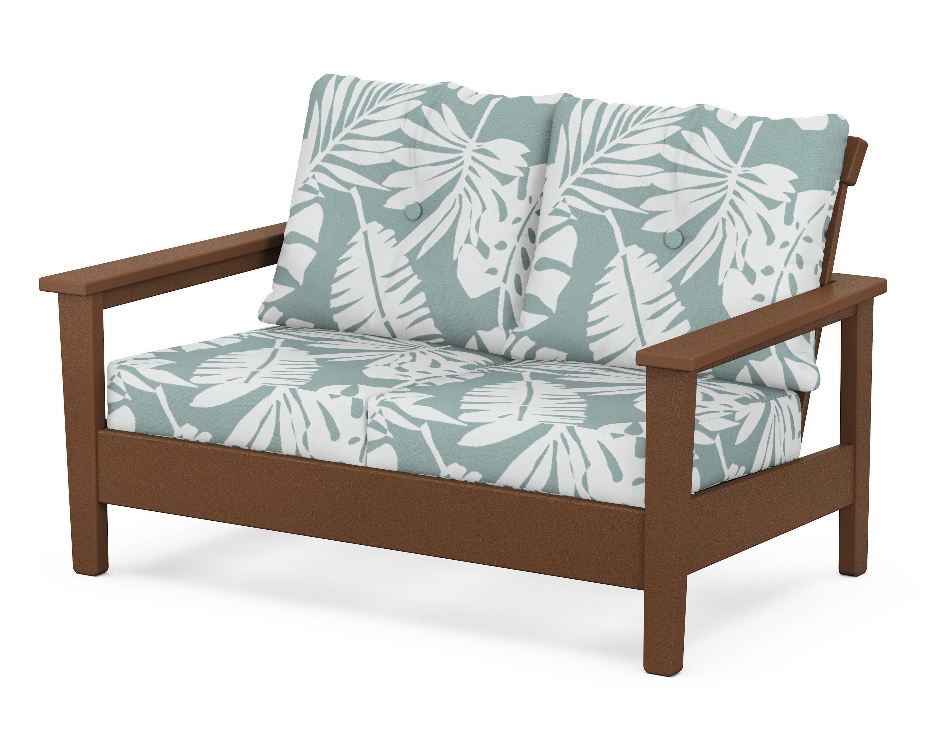POLYWOOD® Prescott Deep Seating Loveseat in Teak / Leaf Glacier Spa