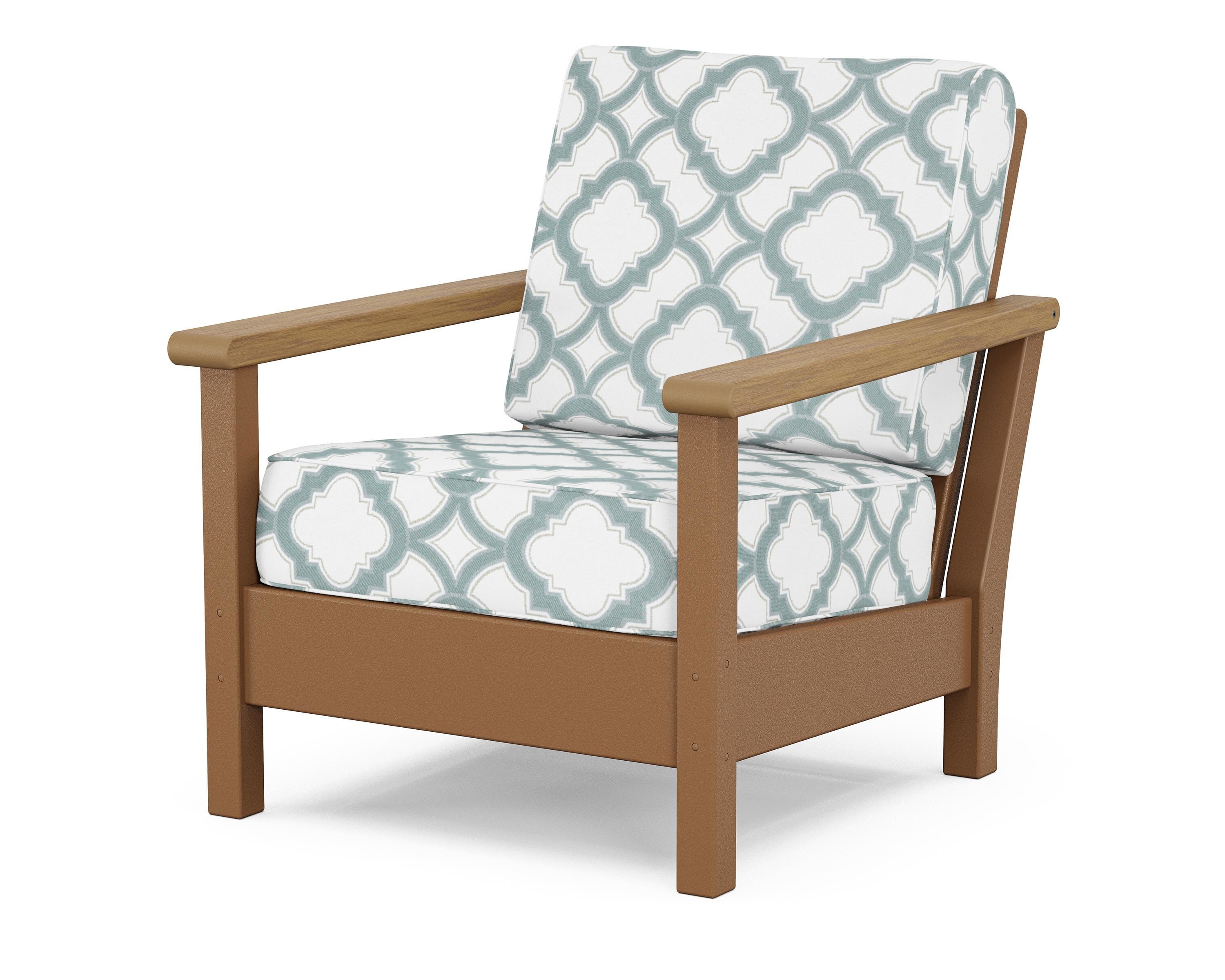 POLYWOOD® Harbour Deep Seating Chair in Teak / Natural / Trellis Glacier Spa