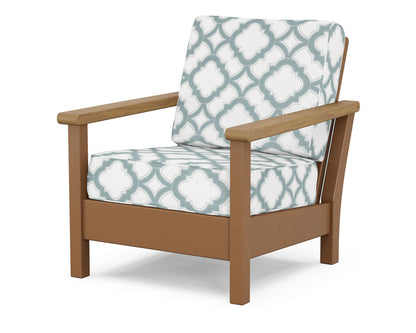 POLYWOOD® Harbour Deep Seating Chair in Teak / Natural / Trellis Glacier Spa