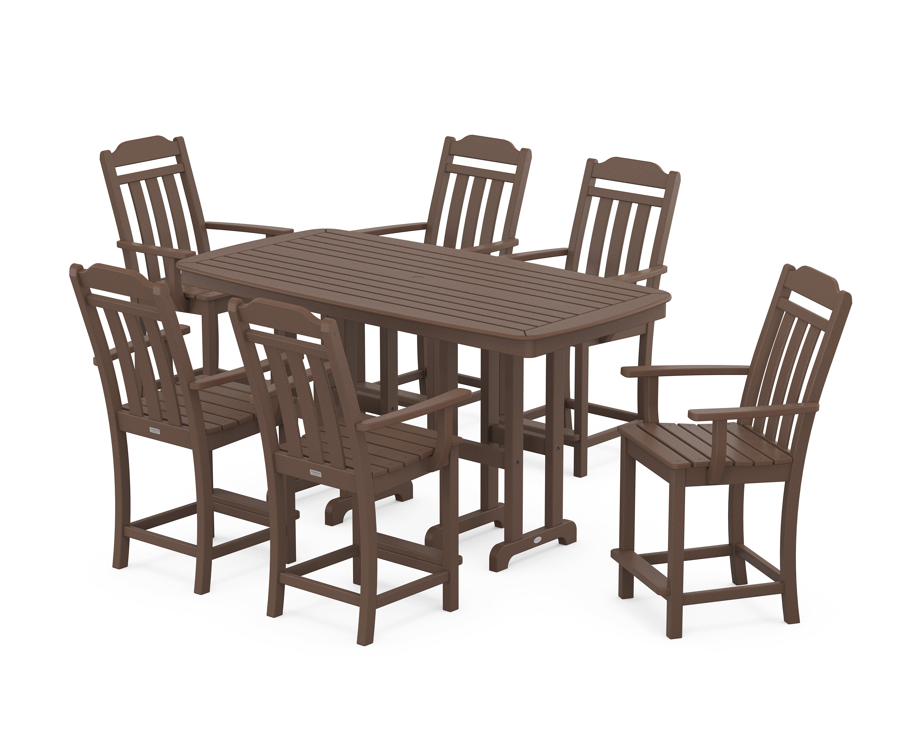 Country Living Cottage Arm Chair 7-Piece Counter Set in Mahogany