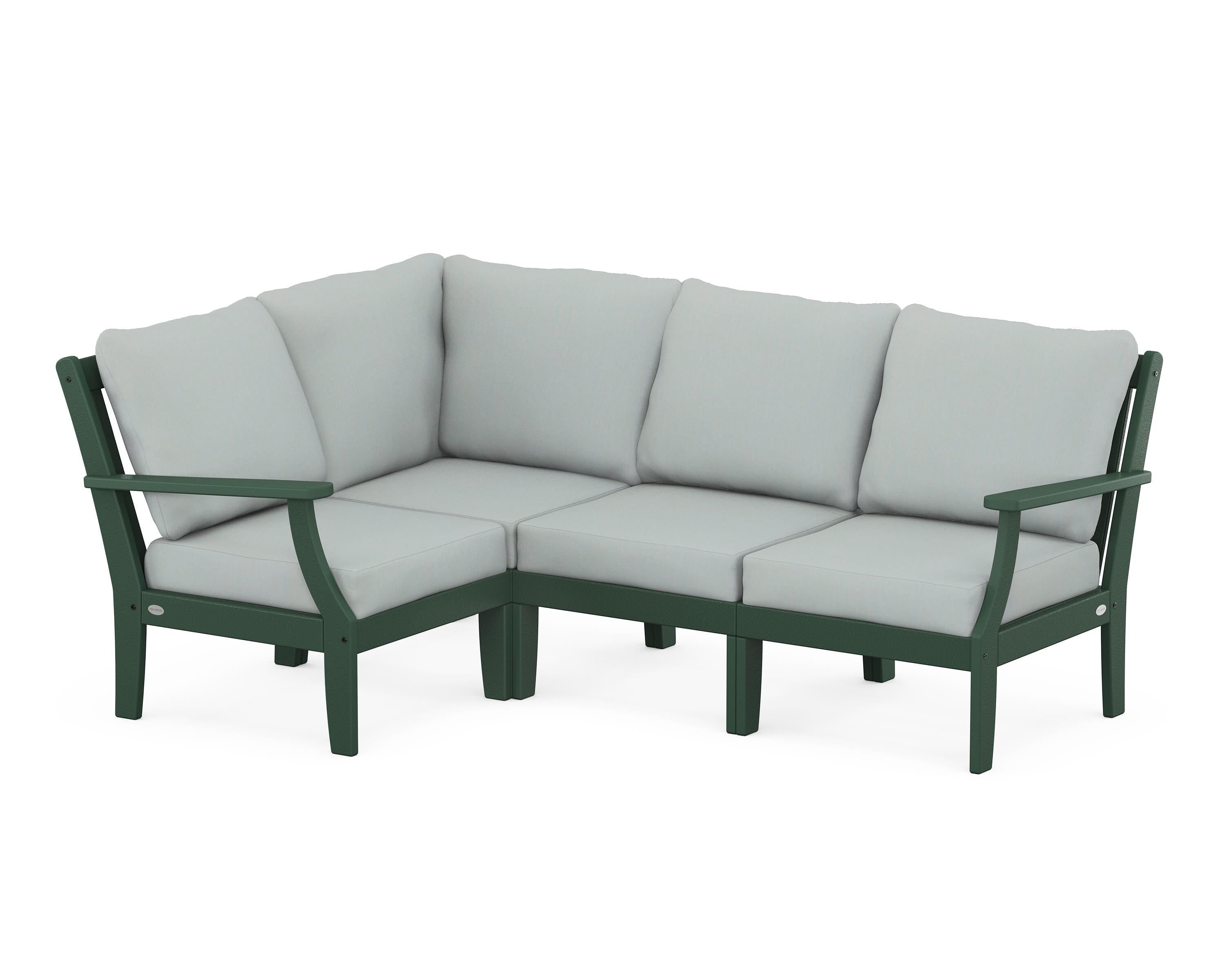 POLYWOOD® Braxton Modular 4-Piece Deep Seating Set in Green / Spa