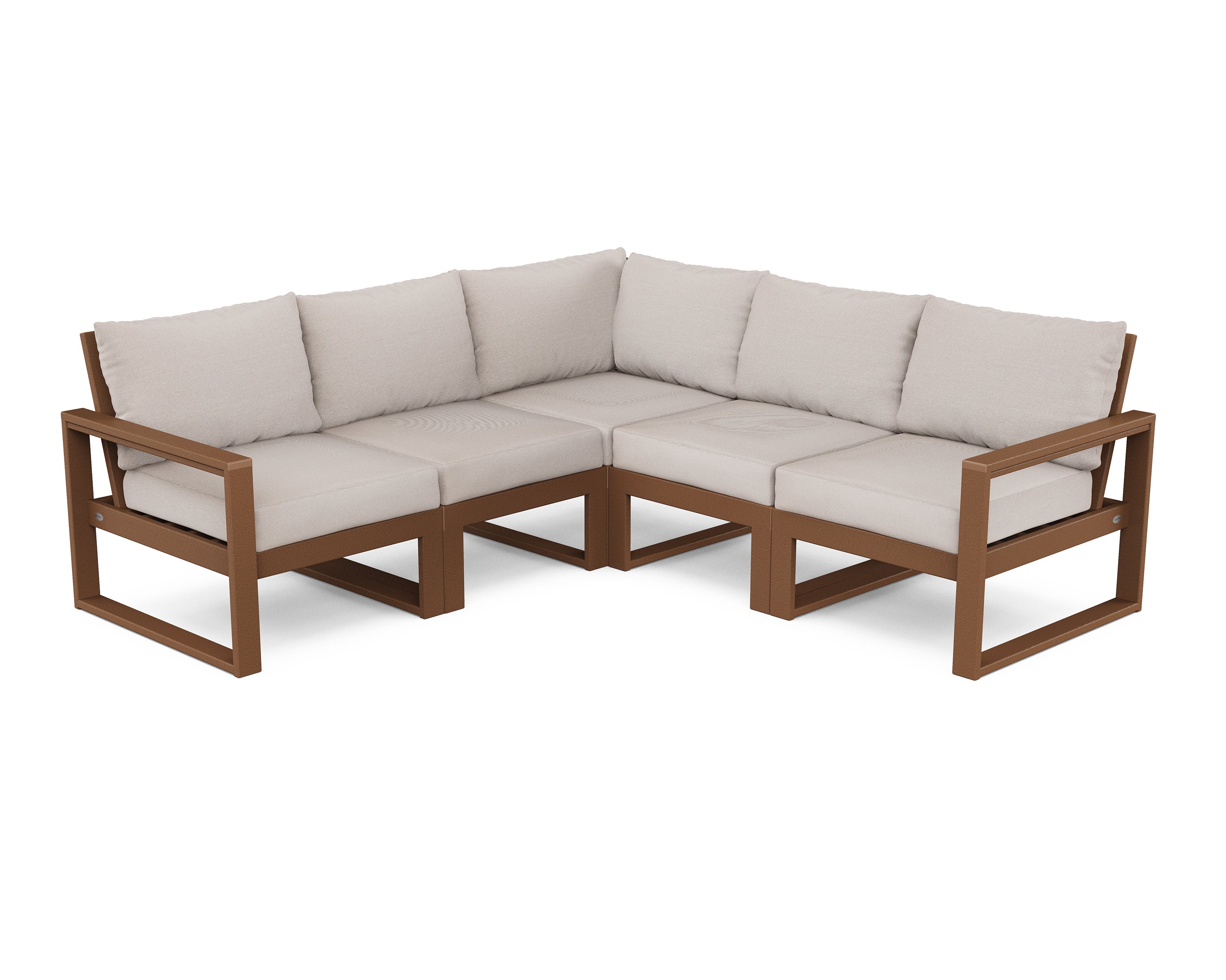 POLYWOOD® EDGE 5-Piece Modular Deep Seating Set in Teak / Dune Burlap