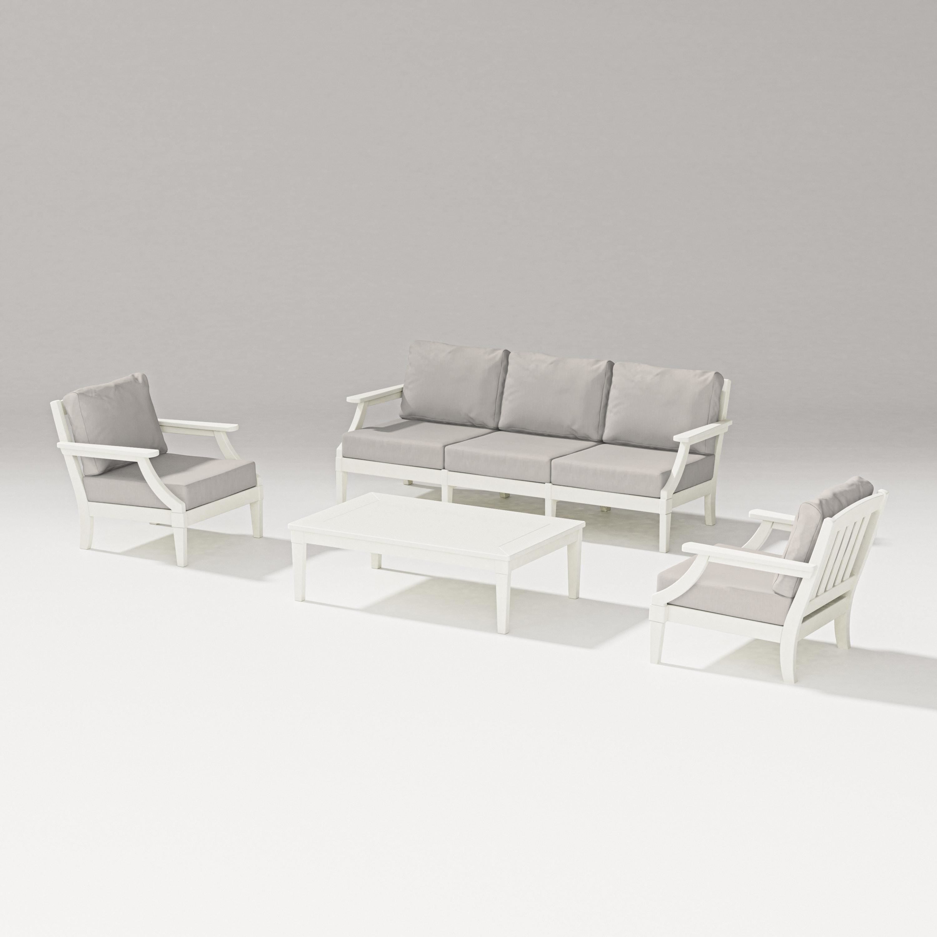 PW Designer Series Estate 4-Piece Lounge Sofa Set in Vintage White / Cast Ash