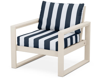 POLYWOOD® EDGE Club Chair in Sand / Cabana Stripe Marine Indigo