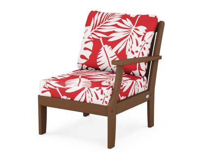 POLYWOOD® Braxton Modular Right Arm Chair in Teak / Leaf Crimson