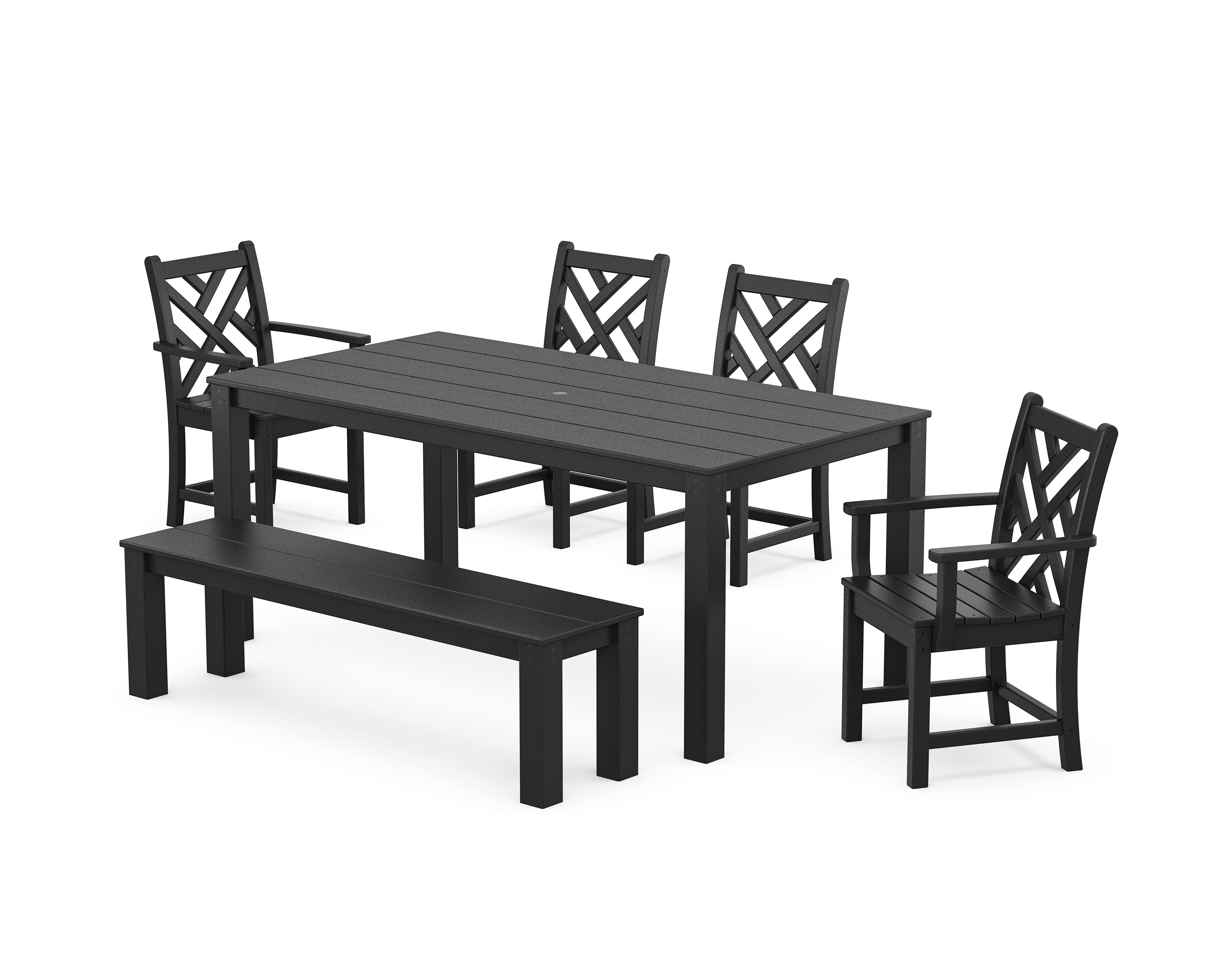 POLYWOOD® Chippendale 6-Piece Parsons Dining Set with Bench in Black