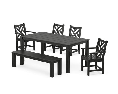POLYWOOD® Chippendale 6-Piece Parsons Dining Set with Bench in Black