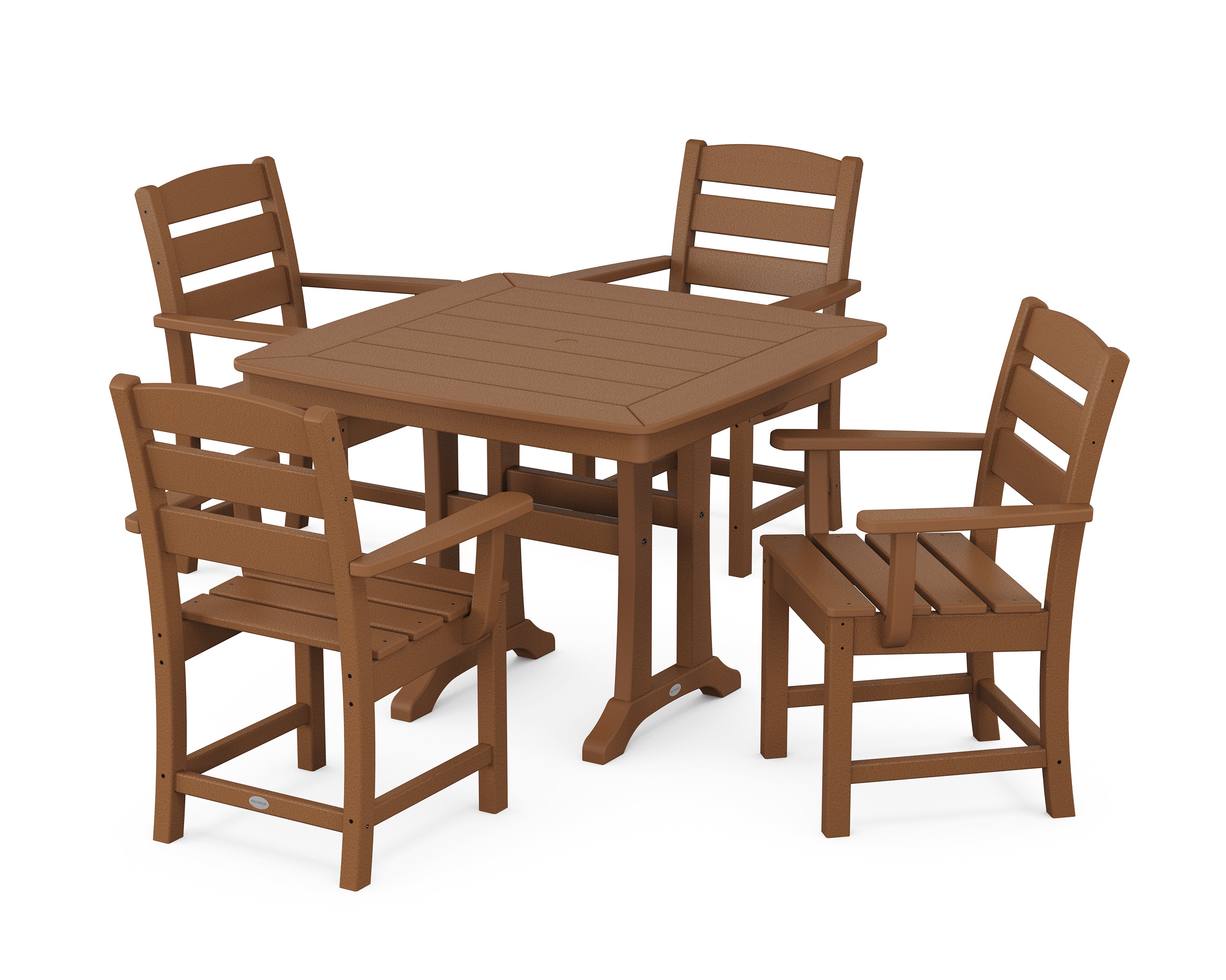 POLYWOOD® Lakeside 5-Piece Dining Set with Trestle Legs in Teak
