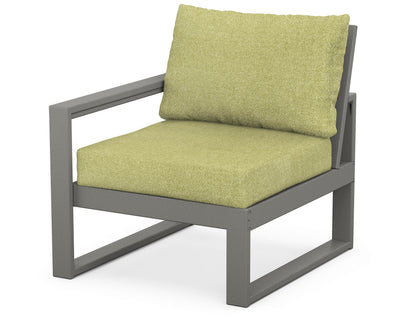 POLYWOOD® EDGE Modular Left Arm Chair in Slate Grey / Chartreuse Boucle