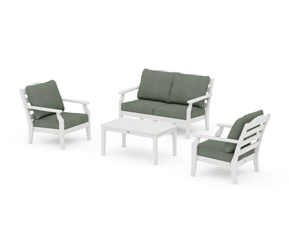 Draper James™ by  POLYWOOD® Savannah 4-Piece Deep Seating Set with Loveseat in Vintage White / Cast Sage