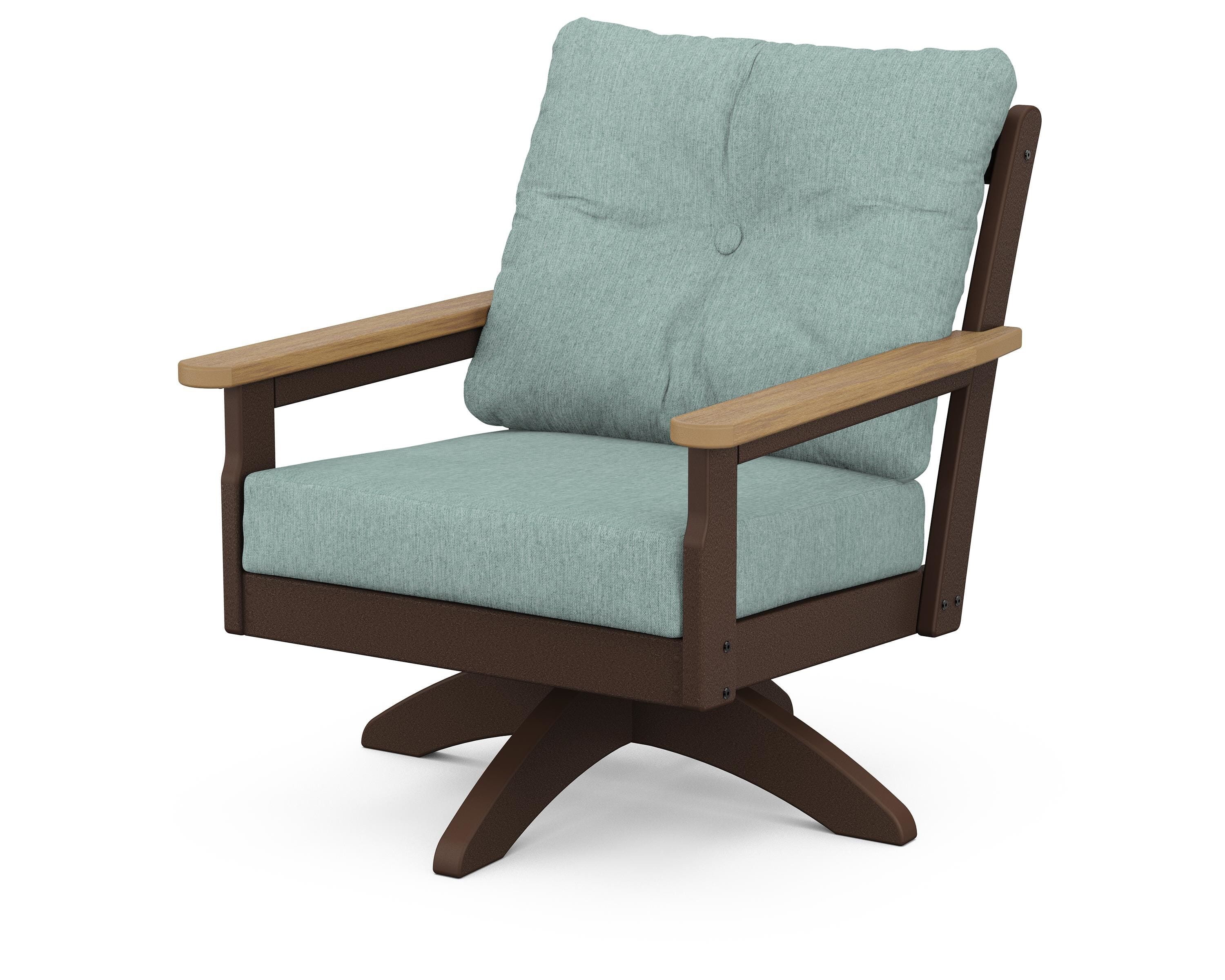 POLYWOOD® Vineyard Deep Seating Swivel Chair in Mahogany / Natural / Glacier Spa