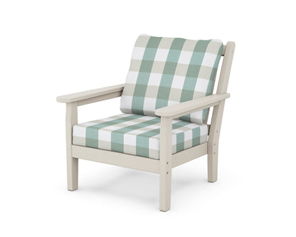 POLYWOOD® Chippendale Deep Seating Chair in Sand / Buffalo Plaid Glacier Spa
