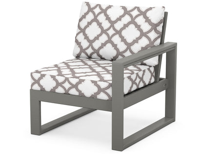 POLYWOOD® EDGE Modular Right Arm Chair in Slate Grey / Trellis Grey Mist