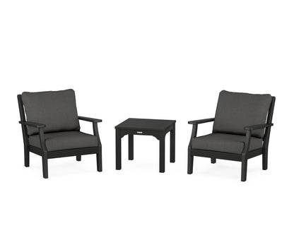 Martha Stewart by POLYWOOD® Chinoiserie 3-Piece Deep Seating Set in Black / Spectrum Carbon