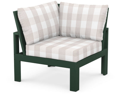 Unbranded Modular Corner Chair in Green / Buffalo Plaid Dune Burlap