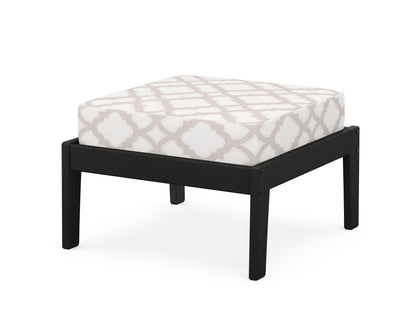 Unbranded Deep Seating Ottoman in Black / Trellis Dune Burlap