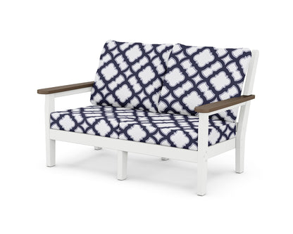 POLYWOOD® Chippendale Deep Seating Loveseat in White / Kona / Trellis Navy