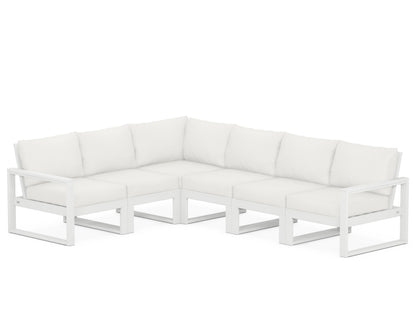 POLYWOOD® EDGE 6-Piece Modular Deep Seating Set in White / Natural Linen