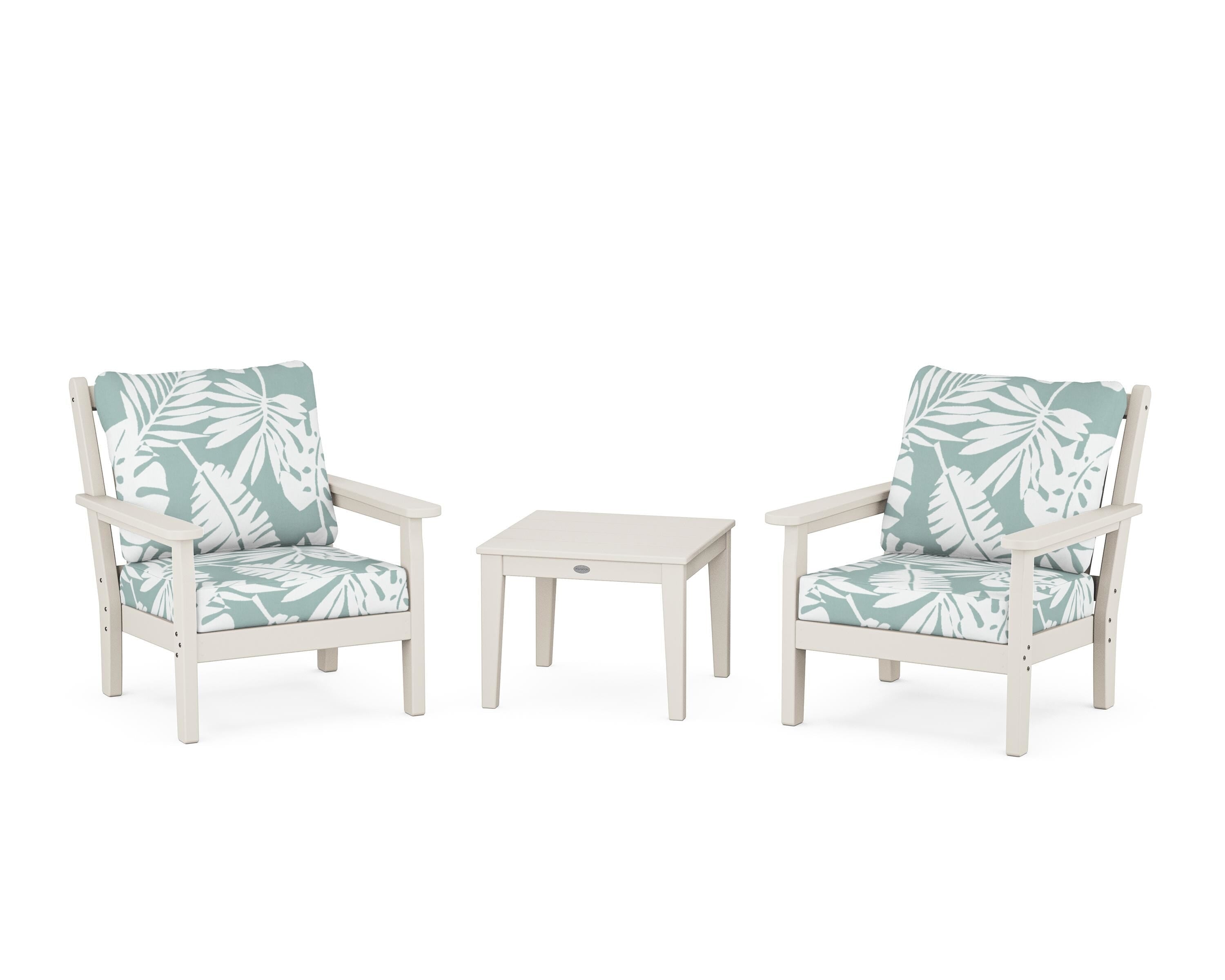POLYWOOD® Chippendale 3-Piece Deep Seating Set in Sand / Leaf Glacier Spa