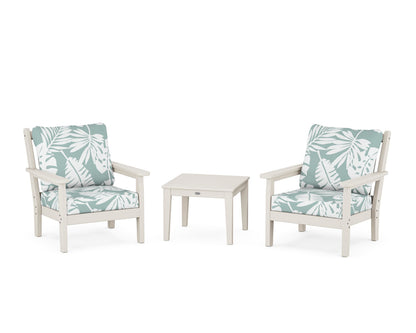 POLYWOOD® Chippendale 3-Piece Deep Seating Set in Sand / Leaf Glacier Spa