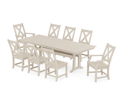 POLYWOOD® Braxton 9-Piece Farmhouse Dining Set with Trestle Legs in Sand