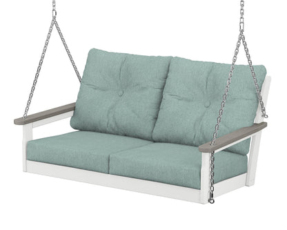 POLYWOOD® Vineyard Deep Seating Swing in White / Driftwood / Glacier Spa